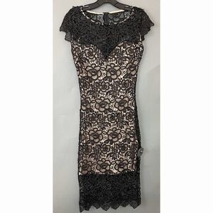 GLAMAZON Black Floral Lace Dress